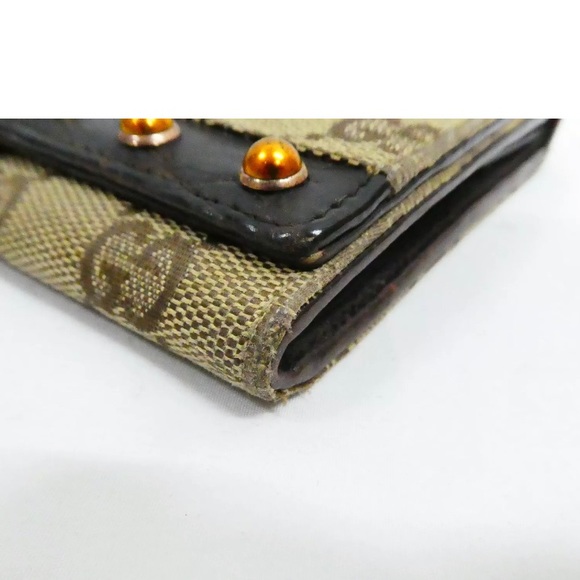 Authentic GUCCI GG Monogram Bamboo Brown/Gold Canvas Bifold Wallet 129166-2778 - Picture 5 of 14